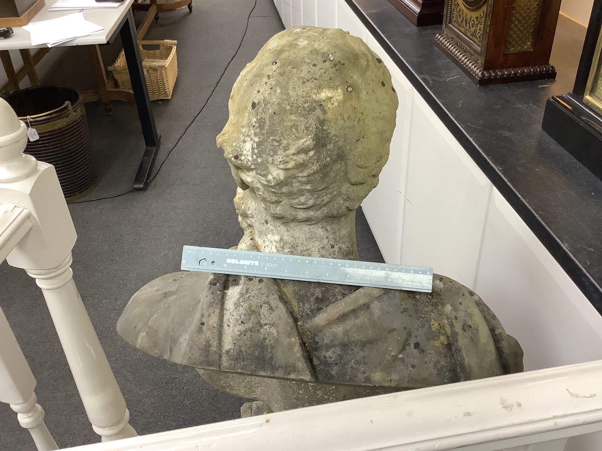 Henry Weekes RA (1807-1877) A Victorian white marble bust of a gentleman, signed and dated 1875, overall height 40cm bust width 60cm height 80cm